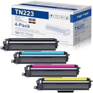 TN223 BK/C/M/Y Toner Cartridge TN223 4PK Black, Cyan, Magenta & Yellow Toner Replacement for Brother TN-223 Toner MFC-L3770CDW MFC-L3710CW HL-3210CW HL-3230CDW HL-3270CDW HL-3290CDW Printer (TN2234PK)