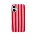 Reezaddin Pink and Red Striped Phone Case for iPhone 16,Cute Aesthetic Retro Vertical Line Stripes Pattern Protective Trendy Cover for Girls Women 6.1 inch