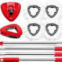 Spin Mop Head and Brush Replacement Compatible for O Cedar EasyWring 1-Tank System, 4 Microfiber Mop Refills, 1 Scrub Brush,1 Base and 30-58in Mop Stick Easy-to-Replace (White 1 Tank System)