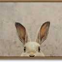 KISSFOX Framed Wall Art Vintage Wall Decor Rabbit Pictures Easter Bunny Canvas Art Rustic Animal Paintings Retro Artwork For Bedroom Living Room Kitchen, Easter Bunny, Framed, 24"L x 16"W
