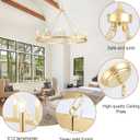 Gold Wagon Wheel Chandelier for Dining Room Light Fixture 12Light Gold Chandelier for Foyer 38inch 27-86" Height Adjustable Pendant Light for Flat Sloped Ceilings Dining Room Kitchen Island Entryway