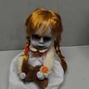Girl Halloween Animatronic Ghost Creepy Haunted Doll, Sound Activated, Scary Sound, Hand Movements, Battery Operated, Haunted House Props, Halloween Party Decor