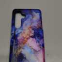 Compatible for Samsung Galaxy S24 & S25 Case Cute with Card Holder/Slim Slot Wallet Phone Cover for Women/Blue Purple Marble Natural Stone Swirls Painting Abstract