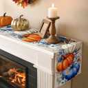 Artscope Pumpkins Eucalyptus Leaves Fall Table Runner,Autumn Seasonal Kitchen Dining Table Decoration for Fall Home Decor 13x48 Inch-Light-Colored Wood