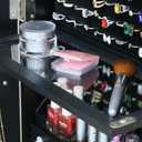 Full Length Jewelry Cabinet Standing With Built-In Mirror Jewelry Armoire With Mirror Drawers, Lockable Storage Mirror With Storage Racks Black, Size: 63.7x15.7