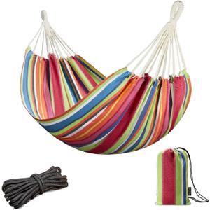 JoyView Brazilian Hammock for Single Preson Portable Hammock with Hanging Ropes & Carry Bag Large 78.8x39.4 for Patio 300LBS Capacity Perfect for Outdoor/Indoor - Color Stripes