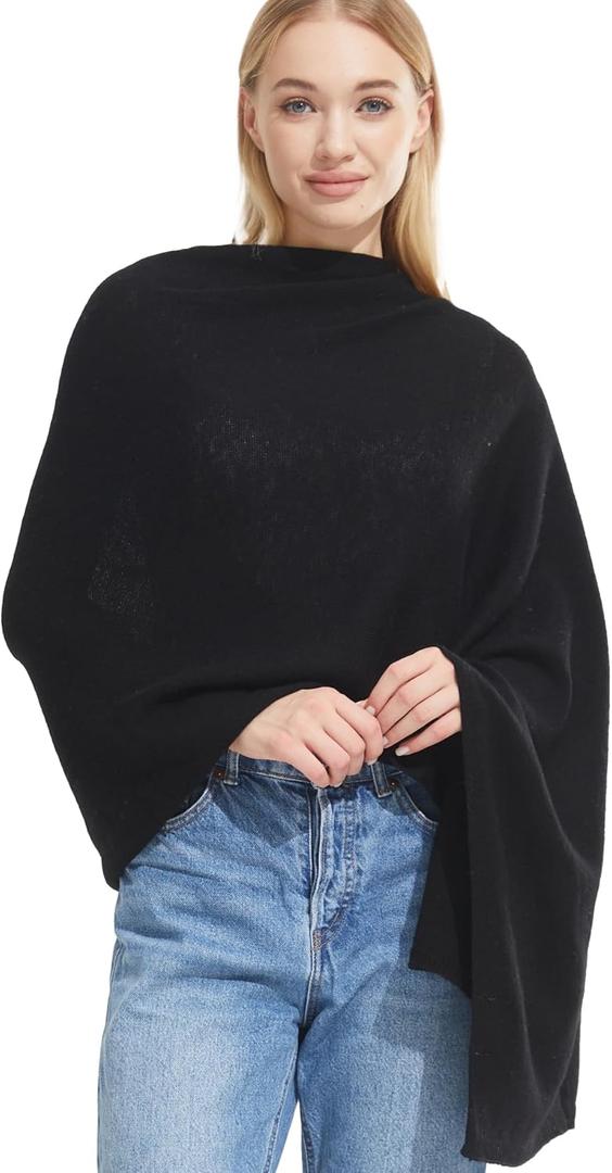 Luxury Cashmere Shawl and Wrap for Women, All-Season Pashmina Scarf Travel Blanket Large Cashmere Wool Blend Shawl (Black)