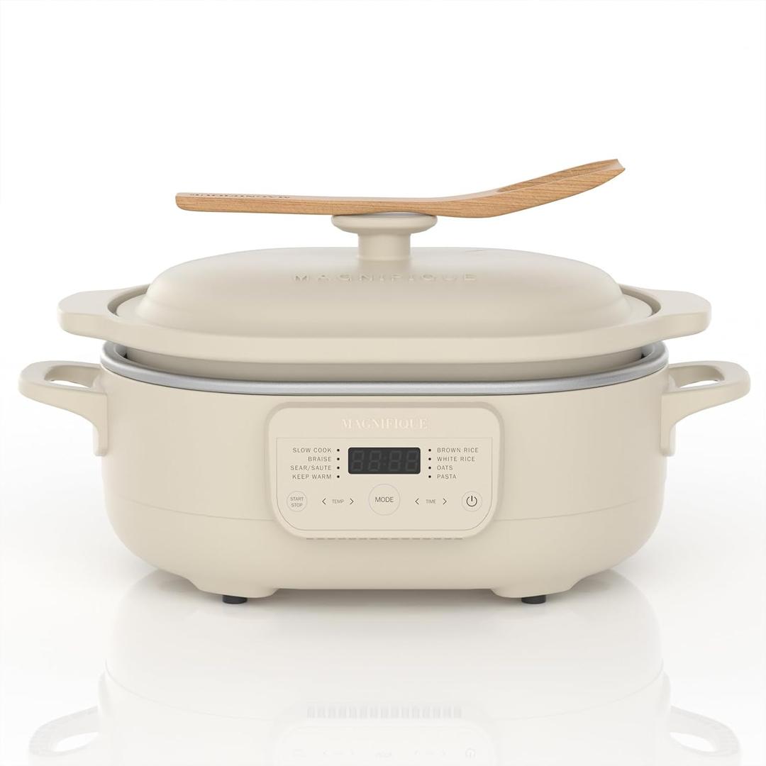 4 Quart Programmable Slow Cooker with Flexible Easy Programming, 8-in-1 Claypot Multi Cooker, Removable Crock, Nonstick, Oven Safe Pot to 450F, Oatmeal