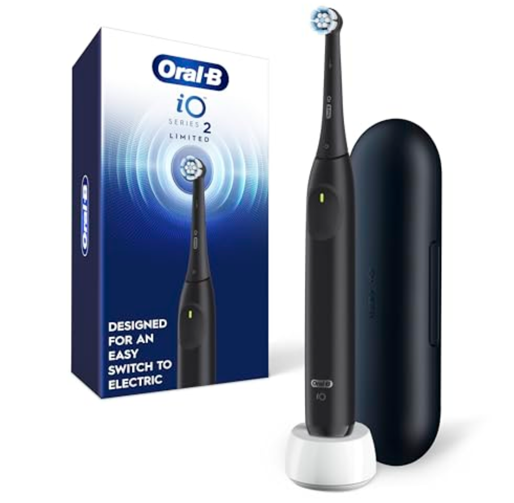 Oral-B Rechargeable Electric Toothbrush, iO Limited Simple Clean, 3 Cleaning Modes, Automatic Pressure Sensor to Protect Gums, Travel Case, Night Black