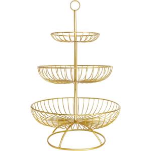 3-Tier Metal Fruit Basket Bowl Stand, Countertop Storage Rack for Kitchen, Dining Room or Living Room Organize