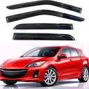 KPY Rain Guards Fit for 2010-2013 Mazda 3 Hatchback, Out-Channel Window Visors Vent Wind Deflectors 4PC, Car Accessories for 10-13 Mazda 3 Hatchback (Excludes Sedan)