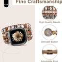 JR.DM Boho Beaded Band Women for Fitbit Versa 4/Versa 3/Sense 2/Sense Brown Stone Bracelet Adjustable Handmade Braided Rope Watch Strap Smartwatch Replacement Wristband