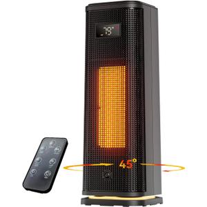 Space Heater for Indoor Use, 15.9" Portable 1500W Fast Heating PTC Ceramic Heater with 12H Timer, Thermostat, 4 Modes, 45 Oscillation, Quiet & Safe for Home Office Bedroom