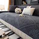 MDSASFD Boho Couch Cover Non Slip Sofa Cover Washable for Dogs, Sectional Couch Covers Soft, Plush Sofa Slipcover Furniture Protector Covers for L Shaped(Dark Grey, 36"x 63")