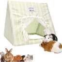 Guinea Pig Hideout Large with Curtain, Bunny Hideout, Machine Washable Guinea Pig Hide Tent Houses & Habitats, Small Animal Hideout for Pet Rabbit, Ferret, Rat, Chinchilla, Squirrel (Grid, Large)
