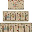 Artoid Mode Watercolor Nutcrackers Merry Christmas Decorative Kitchen Mats Set of 3, Home Party Low-Profile Kitchen Rugs - 24"x35"+24"x59"+24"x72" (Beige)