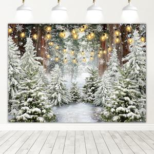 Avezano 7x5ft Winter Forest Backdrop Wonderland Snowflake Backdrop Snowy Christmas Tree Photography Background Winter Christmas Holiday Party Decorations Photo Booth Props