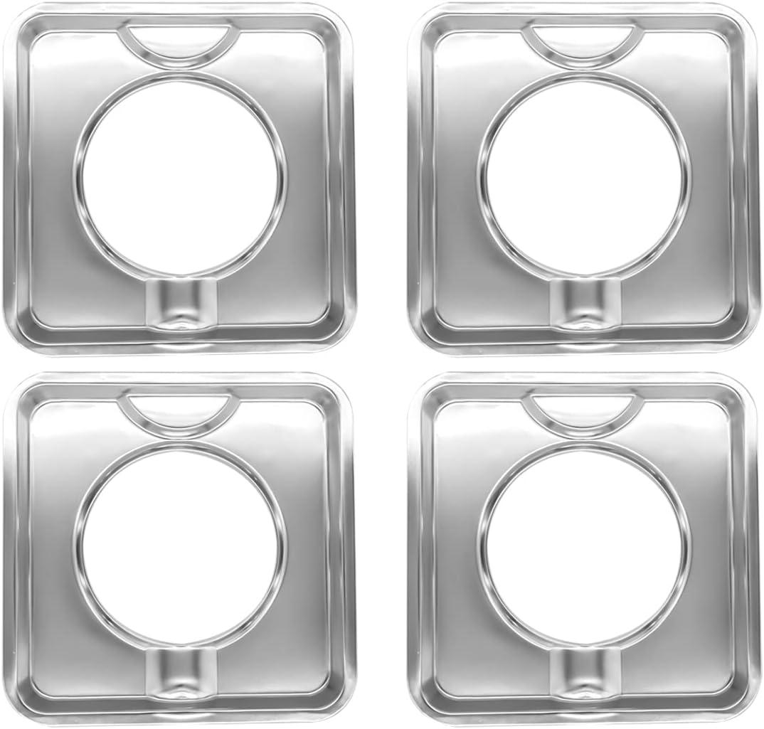 SGP-400 4 Pack Replacement Ultimate Chrome Drip Pan Square 7.75" x 7.75" Gas Range Drip Pan Replaces 786333 PS11744751 WP786333 AP6011553 Professional Grade Heavy-Duty Heat Reflection
