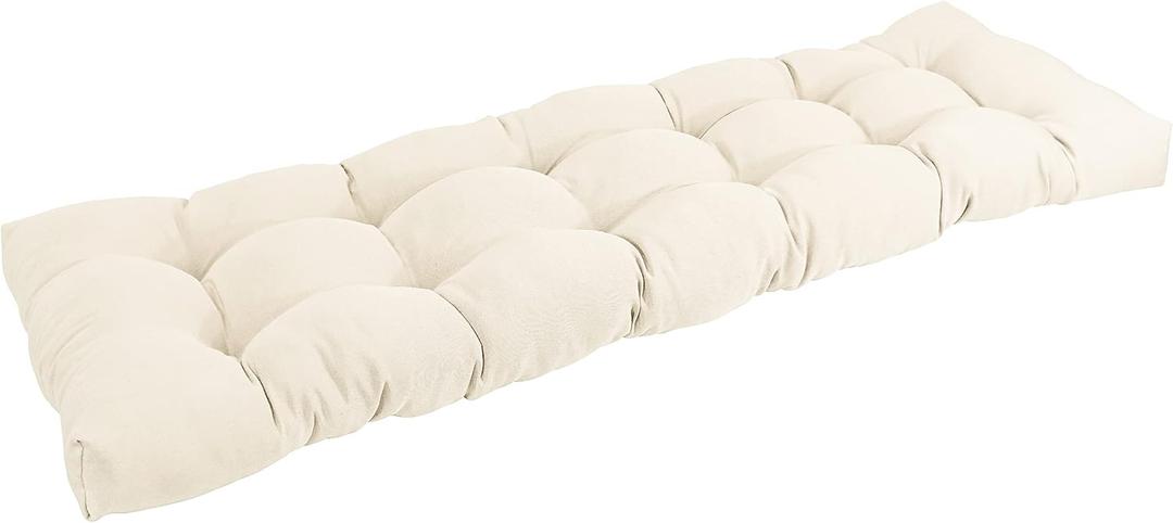 Blazing Needles Twill Tufted Bench Cushion, 55" x 19", Natural 1 Count