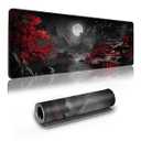 Long Gaming Mouse Pad Extended Anime Large Desk Pad with Non-Slip Base Full Keyboard Mat with Stitched Edges for Gaming and Office 31.5 x 11.8 inches (Dark Night Full Moon)