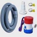 12v 1100gph Boat Bilge Water Pump, 1-1/8 Inch Bilge Pump Plumbing Kit, 6.5FT Bilge Pump Hose, 2 Stainless Steel Clamps and Thru-Hull Fitting