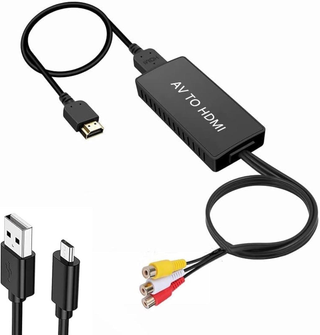 BD&M RCA to HDMI Converter, AV to HDMI, 1080P RCA Composite CVBS Video Audio Converter Adapter Supporting PAL/NTSC for TV/PC/ PS3/ STB/Xbox VHS/VCR/Blue-Ray DVD Players