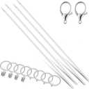 46 Inch (4 Pack) Acrylic Drapery Wand Clear Curtain Pull Wand with 2 Hooks and Rings Versatile Drapery Pull Rod Invisible Curtain Wand for Grommet Curtains Opening(46 Inch)