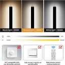 Mikeru Modern Wall Light, 3000k-6000k Dimmable Sconce, 47inch Black Exterior Light with Remote Control, IP65 Waterproof Anti-Rust Linear Long Porch Light Outdoor