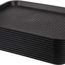 Yarlung 12 Pack Fast Food Tray, 13.7 x 10.5 Inch Plastic Restaurant Serving Tray Cafeteria Trays for Coffee Table, Kitchen, Party, Black