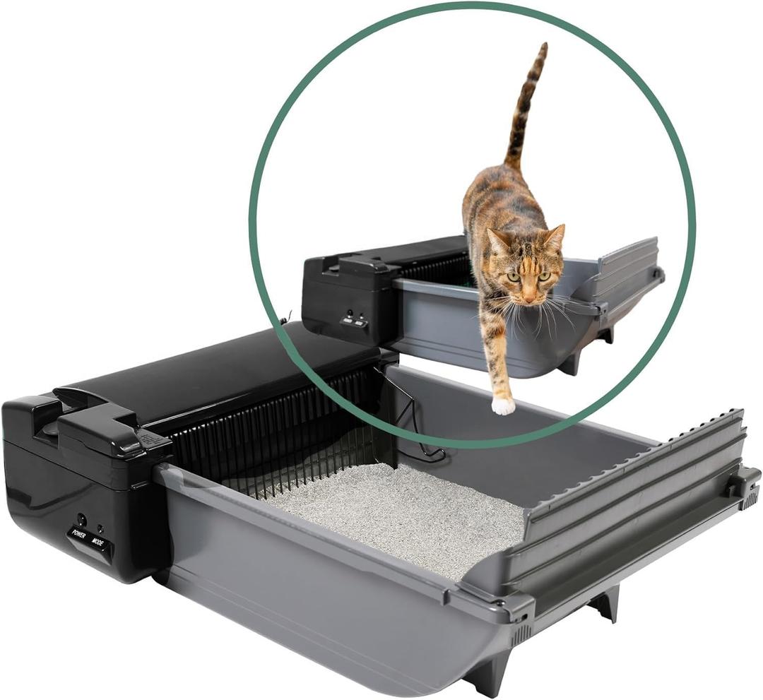 Pet Zone Semi - Self Cleaning Semi Automatic Cat Litter Box - Smart Scoop Cat Litter Box with 6 Bags & Carbon Filter for Up to Two Cats 6-16 Pounds, 25.5"L x 18.5"W x 10.5"H