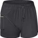 BLEVONH Women Yoga Running Shorts 2 in 1 Workout Athletic Shorts with Pockets , S(Black)