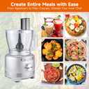 Homtone 16 Cup Food Processor Large, 9-in-1 Vegetable Chopper with 7 Blades for Shredding, Slicing, French Fry Cutting, Meat Grinding, Dough Kneading, 3 Speeds, Dishwasher Safe (Silver, 16 cup)