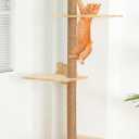 Cat Tree Wall Mounted Tall Scratching Post for Indoor Cats Climbing Tower Activity Wood Cat Wall Furniture 73 inch