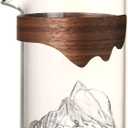 Glass Gong Dao Bei, Chinese Glass Teacup Cha Hai, Kung Fu Tea Fair Cup, Tea Serving Pitcher with Wooden Handle