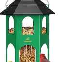 Kingsyard Metal Bird Feeder for Outdoor Hanging, Wild Bird Feeders with Circular Perch, Easy to Clean & Refill, 4 lbs Large Seed Capacity, Green