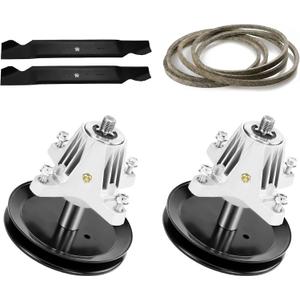 Kit de reconstruccin de cubierta de 46 pulgadas apto para Craftsman T1600 T1900, para MTD LT 4600 T135 T140 T150 T1500 T1600 T1900 T2600, 2 conjuntos de husillo 618-06989 918-0699 89, 2 Poleas, 2