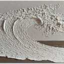 Slyart Abstract Ocean Wave Wall Art, White Textured Oil Painting on Canvas, Modern Minimalist Wall Art, Neutral Wall Decor, Relief Wall Art
