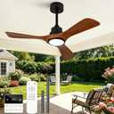 42 Inch Ceiling Fans with Lights and Remote, Wood Ceiling Fan with Light, Wall Switch, Dimmable, Reversible DC Motor, Memory Function, Modern Indoor Outdoor Black Ceiling Fans for Patios Bedroom