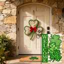 2 x St Patricks Day Shamrocks Garden Flag 12x18 Inch Double vertical Sided for Outside Welcome Green Clovers for decorating flags during farmhouse holidays