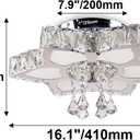 CLAIRDAI 16.1" Crystal Ceiling Light Fixture Modern Crystal Chandelier Flower LED Chandeliers Flush Mount Ceiling Light for Bedroom Dining Room Living Room (6500K Cool White)