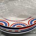 Rtteri 4 Pcs Patriotic Ceramic Plates 9 Inch 4th of July Red White Blue Patriotic Dishes American Flag Ceramic Flat Dinner Dessert Plates for 250 Anniversary Independence Day Dinnerware Decorations