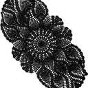 Phantomon Oval Lace Doilies Crochet Table Placemats Handmade Round Knitted Doily for Sofa Furniture Cover Vintage Tablecloth, 23 x 12 Inch, 100% Cotton (Black)