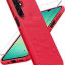 FNTCASE for Samsung Galaxy A26-5G Case: Dual Layer Protective Heavy Duty Cell Phone Cover Shockproof Rugged with Non Slip Textured Back - Military Protection Bumper Tough - 2025, 6.7 inch (Red)
