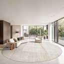 Valenrug Washable Round Area Rugs 8x8 - Stain Resistant 8ft Round Rugs for Living Room, Non Slip Backing Printed Rugs for Bedroom, Folable Machine Washable Area Rug (8ft, Beige)