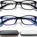 EYEURL Lightweight Reading Glasses Blue Light Blocking - 2 Pairs Computer Readers UV Protection Anti Eyestrain Comfortable TR90 Frame Lightweight Readers Glasses for Men Women +1.5