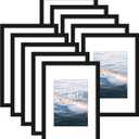 8x12 Picture Frame Sef of 10, Display Pictures 6x8 with Mat or 8 x 12 Without Mat, Photo Frame Collage for Wall Gallery Decor, Wall Mounted, Black