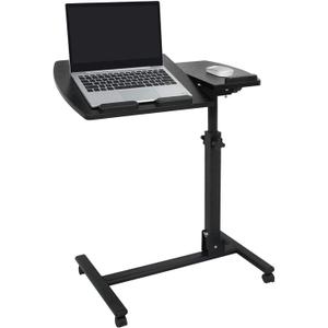 ZENY Mobile Laptop Stand Overbed Table Rolling Desk Cart Adjustable Sit-Stand Laptop Computer Desk Bedside Standing Desk, Height Adjutable 24'' to 35''