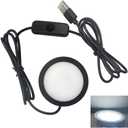 LED Spotlight with Switch Indoor Mini Ultra-Thin 5V USB 3M Adhesive Sticker Surface Mounted Under Counter Lighting Wine Showcase Model Display Lamp Campus Black Desk Lighting (Cold White 6000K)