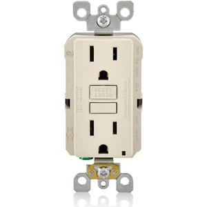 Leviton GFCI Outlet, 15 Amp, Self Test, Non Tamper-Resistant with LED Indicator Light, Protection from Electric Shock and Electrocution, GFNT1-T, Light Almond