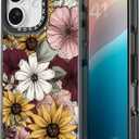 Compatible for iPhone 16 Case Cute - Durable Shockproof 6.6 ft Drop Impact Phone Case - Black Funny Sunflower Design for iPhone 16 6.1"